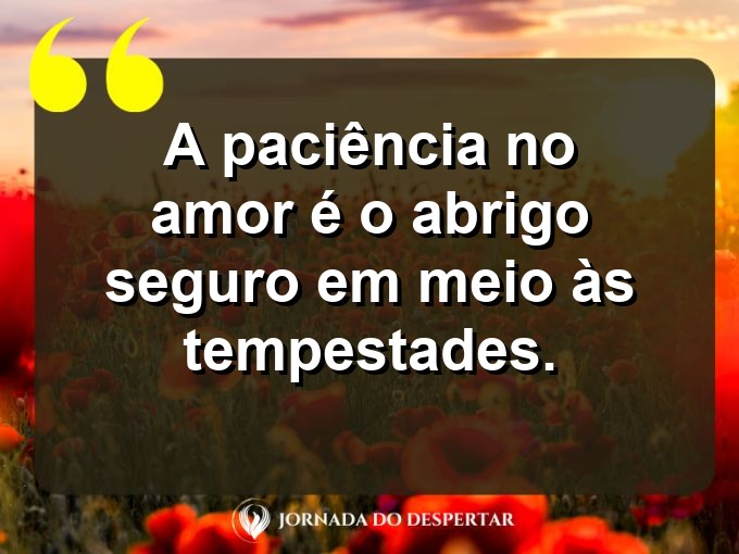 Afirmações sobre a calma no amor: A paciência no amor é o abrigo seguro em meio às tempestades.