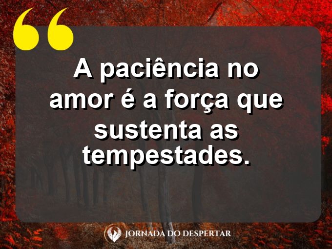 Frases inspiradoras sobre a paciência no amor: A paciência no amor é a força que sustenta as tempestades.