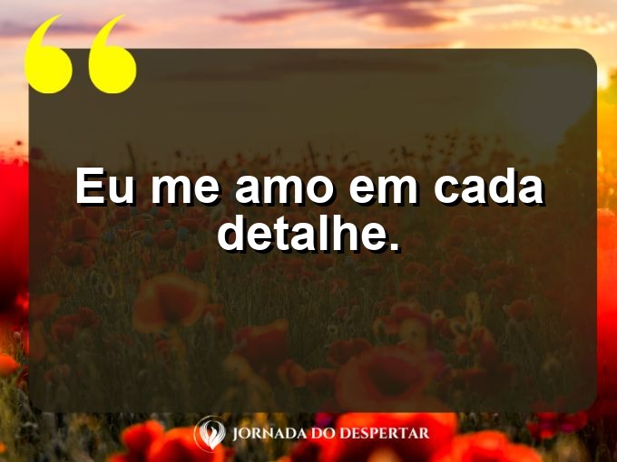 Frases rápidas de autoconfiança: Eu me amo em cada detalhe.