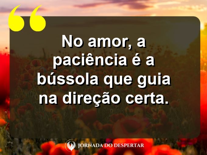 Provérbios sobre a paciência no amor: No amor, a paciência é a bússola que guia na direção certa.